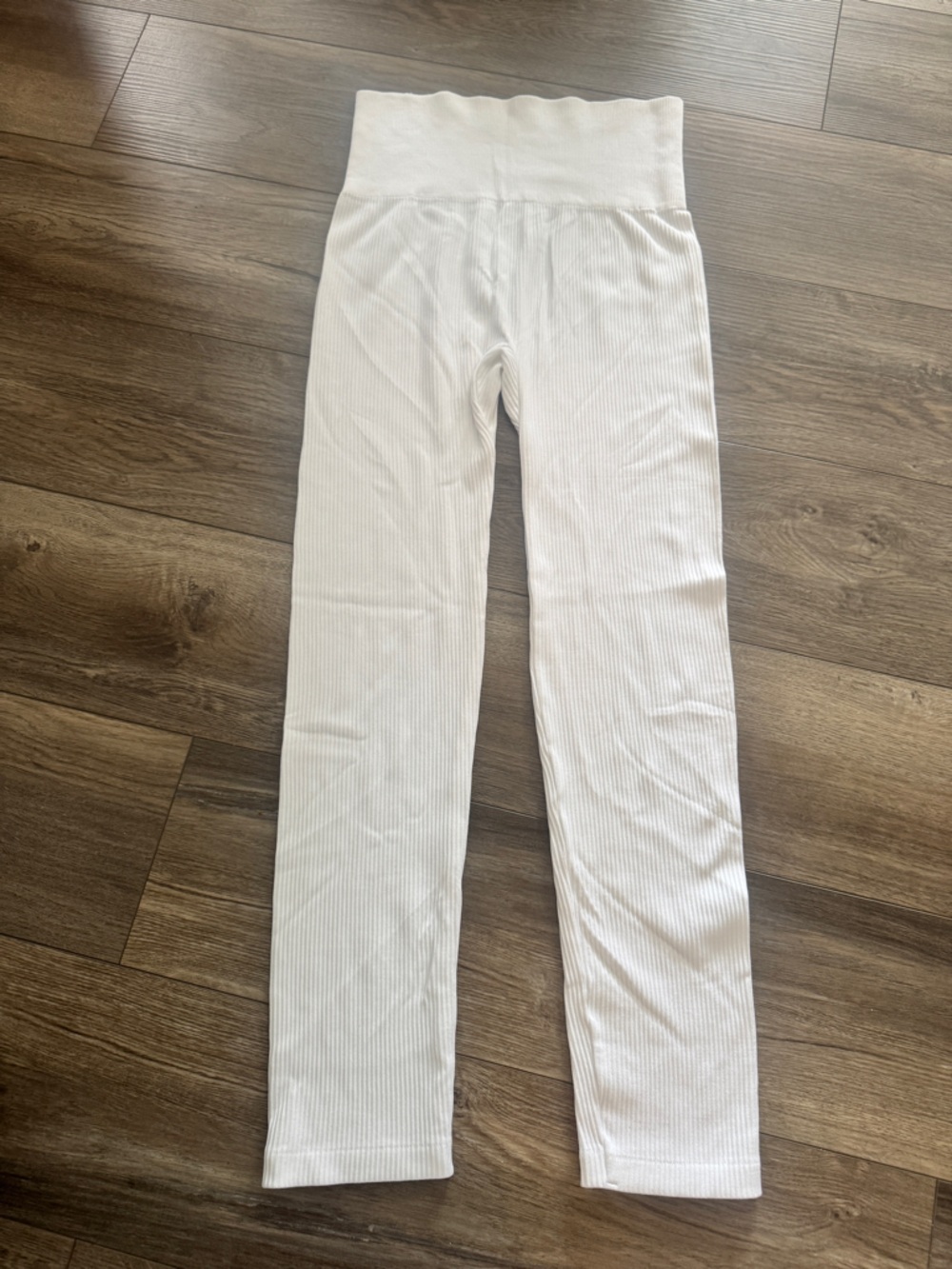 Warners Blissful Benefits White Ribbed Leggings Plus Size 2X/3X Seamless